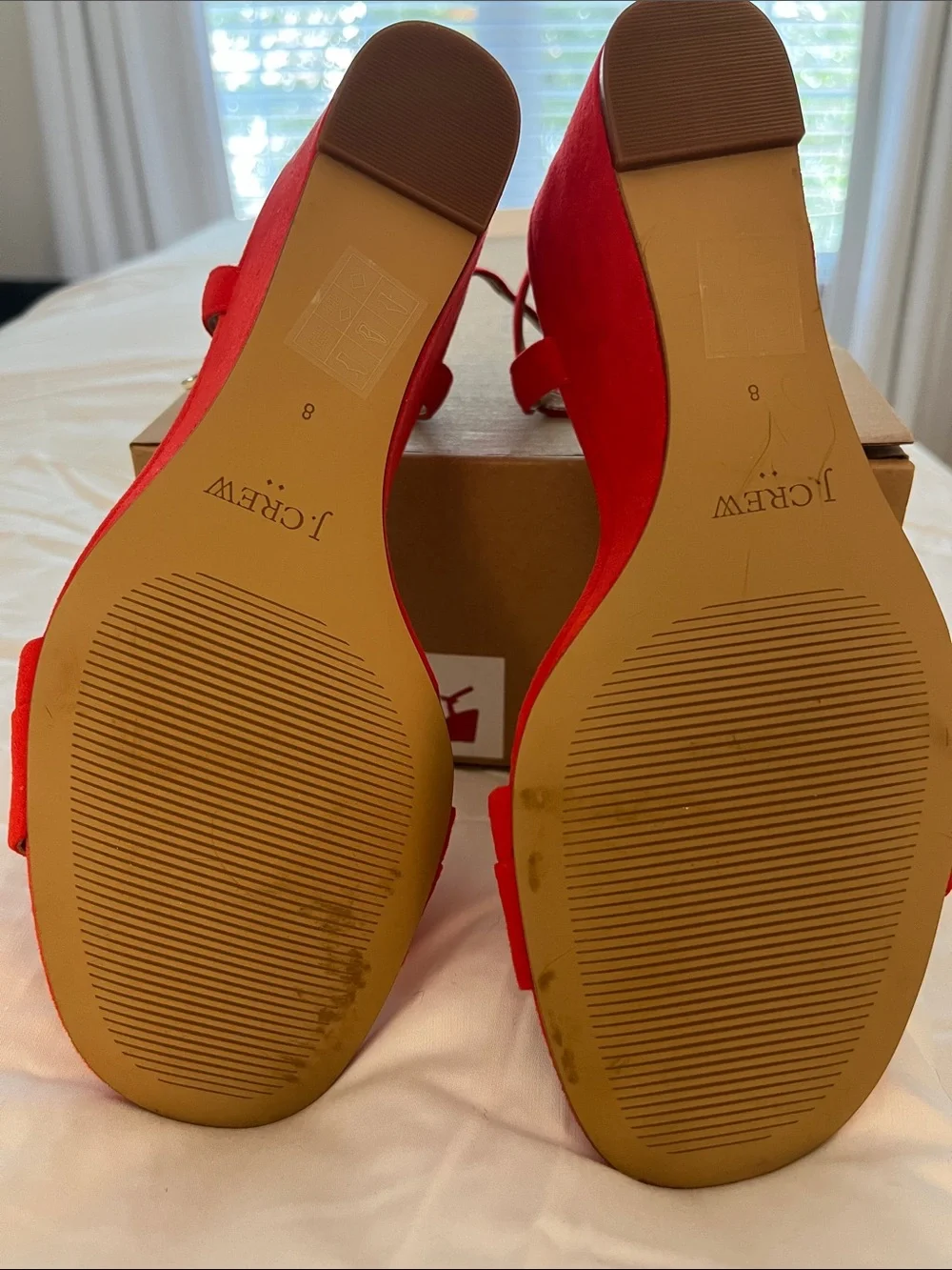 J. Crew Red Suede Wedge Sandals